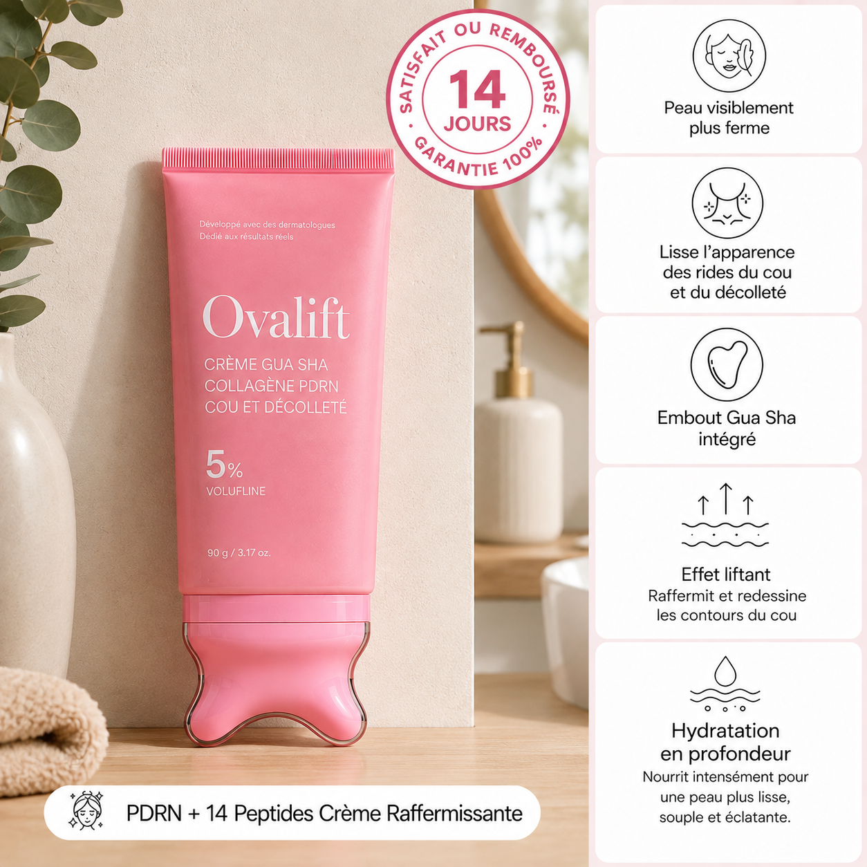 Creme cou antirides avec gua sha intégré